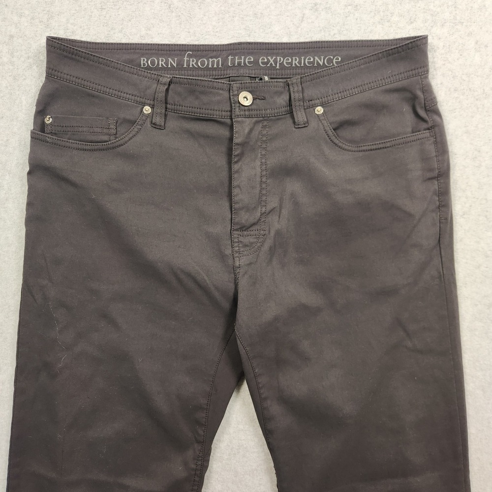 Prana Brion Pants Mens 36x32 Gray Slim Fit Straight Stretch Nylon Outdoor Travel